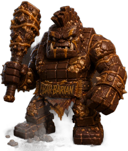 Candy Barbarian — a hulking chocolate-bar brute with a candy club