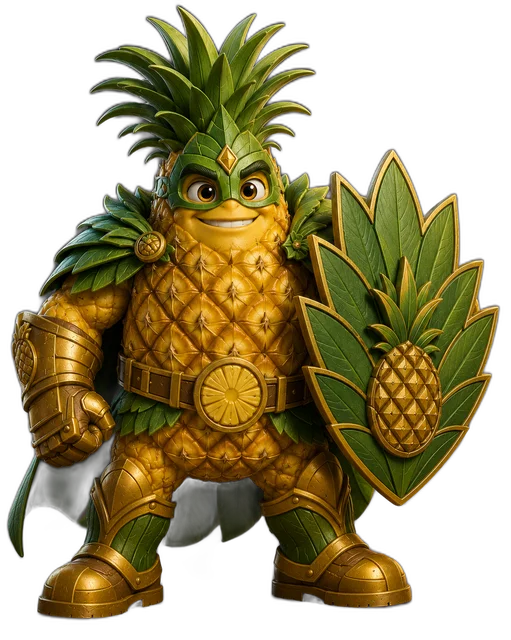PineApple Protector — an armored pineapple hero with a great leaf shield